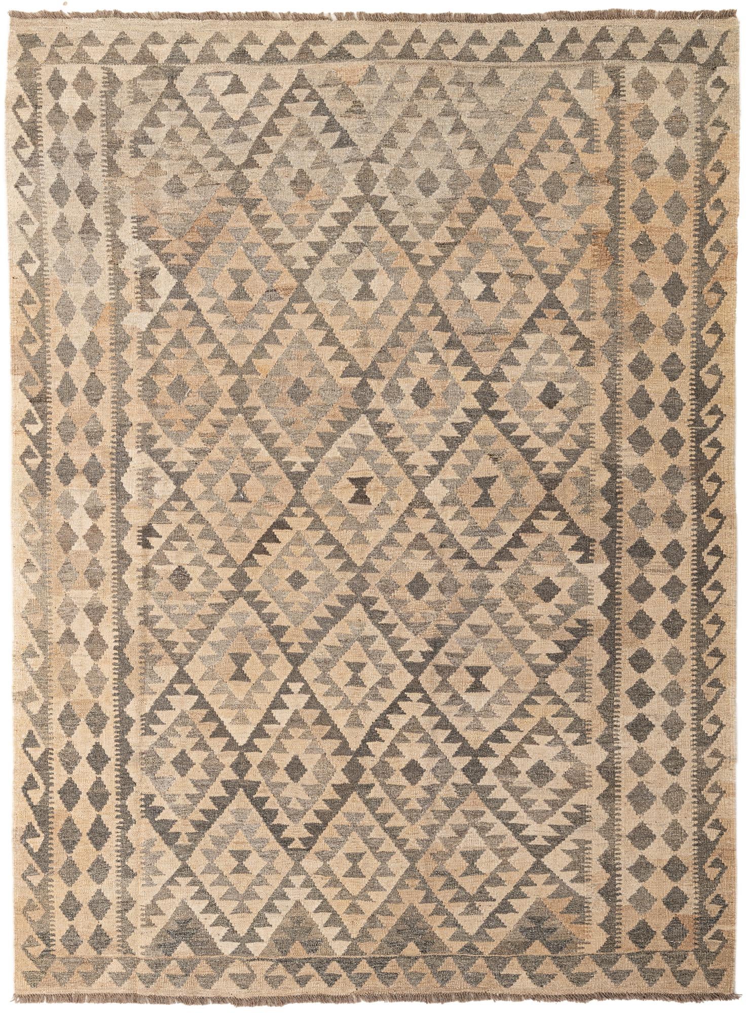 5' 10 x 7' 11 Hand Woven Kilim Maymana Wool Rug