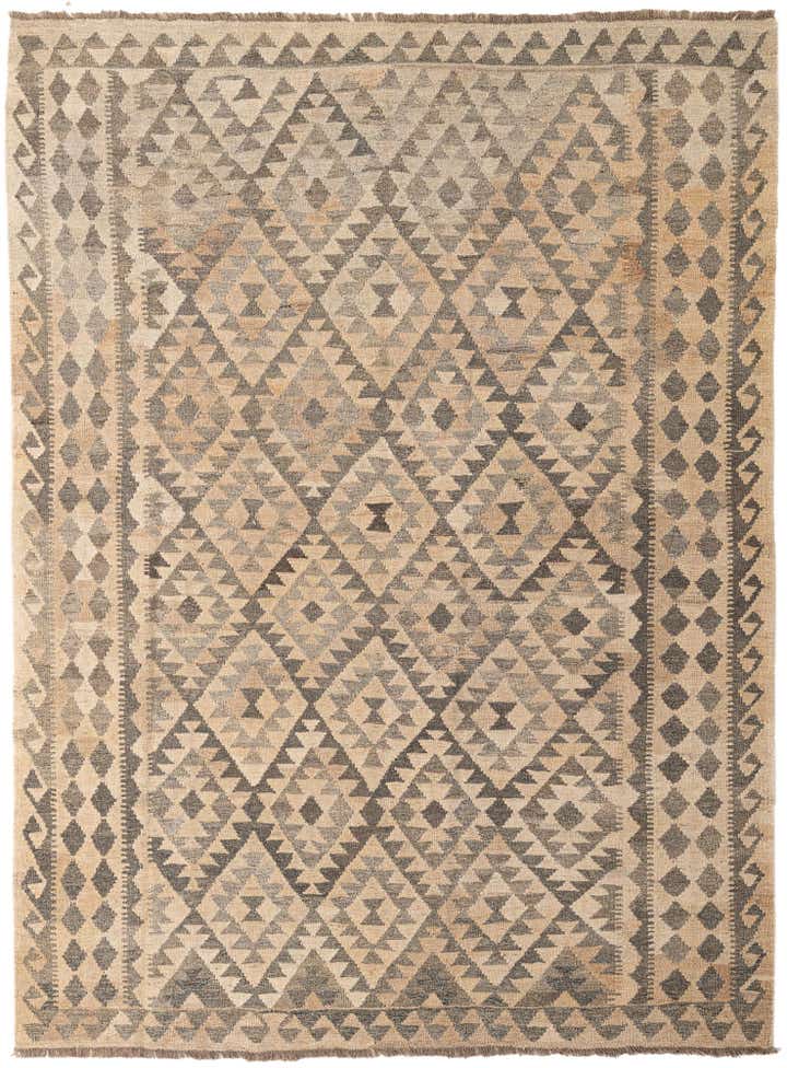 5' 10 x 7' 11 Hand Woven Kilim Maymana Wool Rug