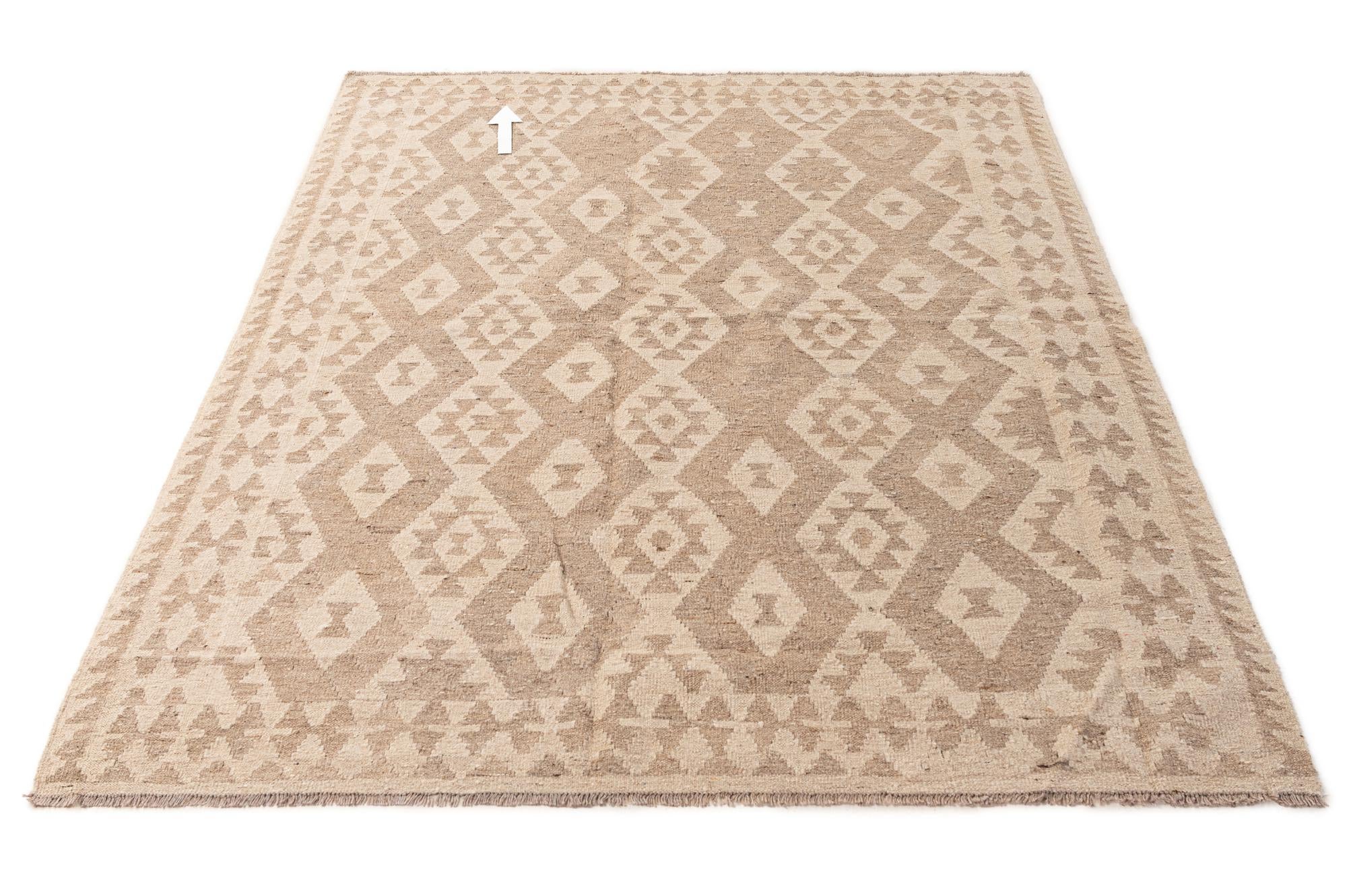6' x 7' 10 Hand Woven Kilim Maymana Wool Rug