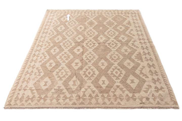 6' x 7' 10 Hand Woven Kilim Maymana Wool Rug