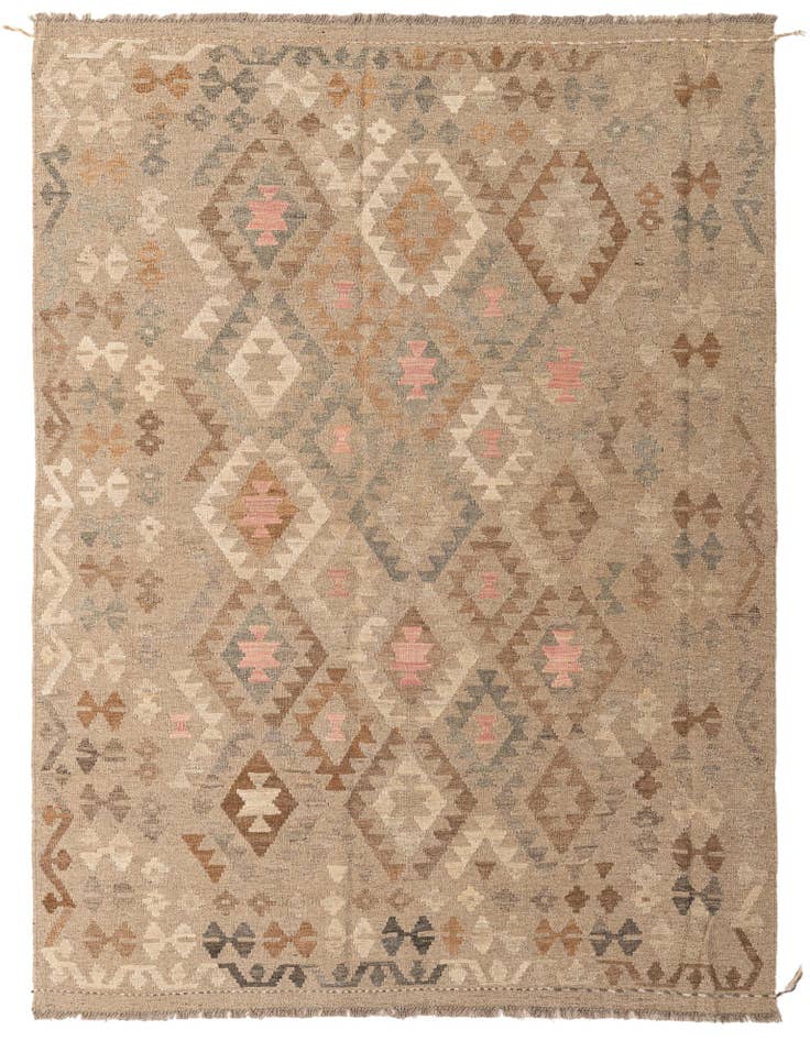 Detail image of 5' 10 x 7' 10 Hand Woven Kilim Maymana Wool Rug