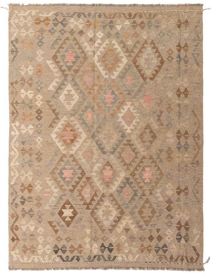 Detail image of 5' 10 x 7' 10 Hand Woven Kilim Maymana Wool Rug