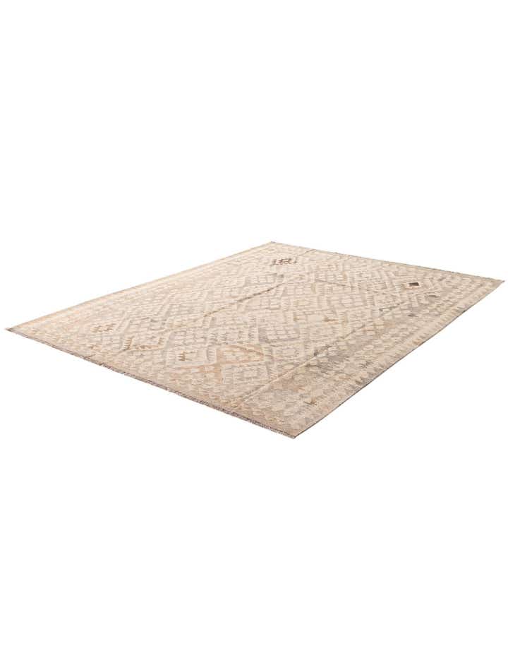 6' 4 x 8' 1 Hand Woven Kilim Maymana Wool Rug