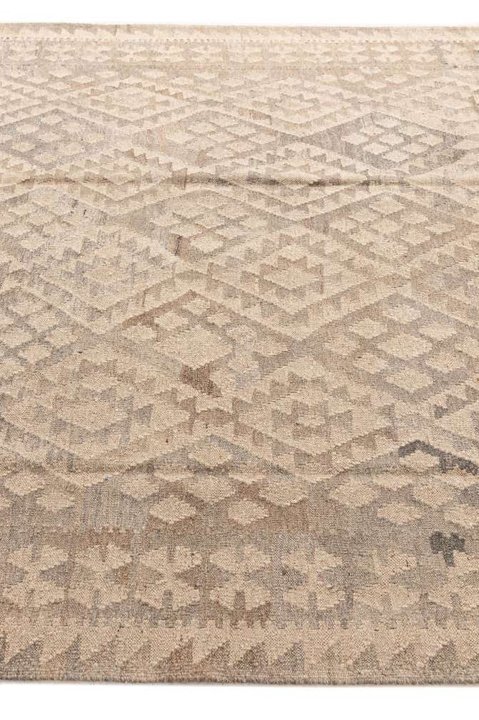 6' 4 x 8' 1 Hand Woven Kilim Maymana Wool Rug
