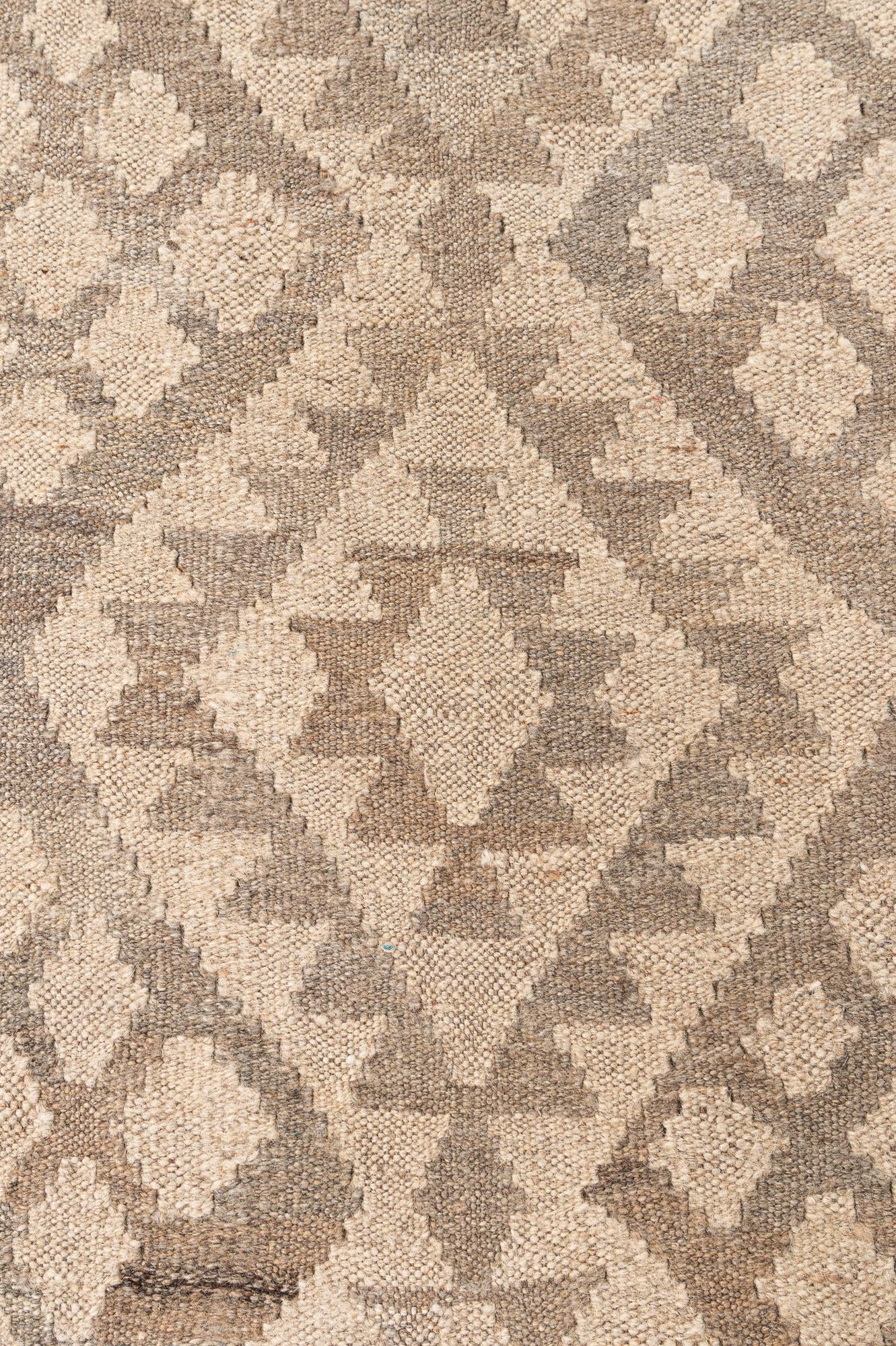 6' 4 x 8' 1 Hand Woven Kilim Maymana Wool Rug