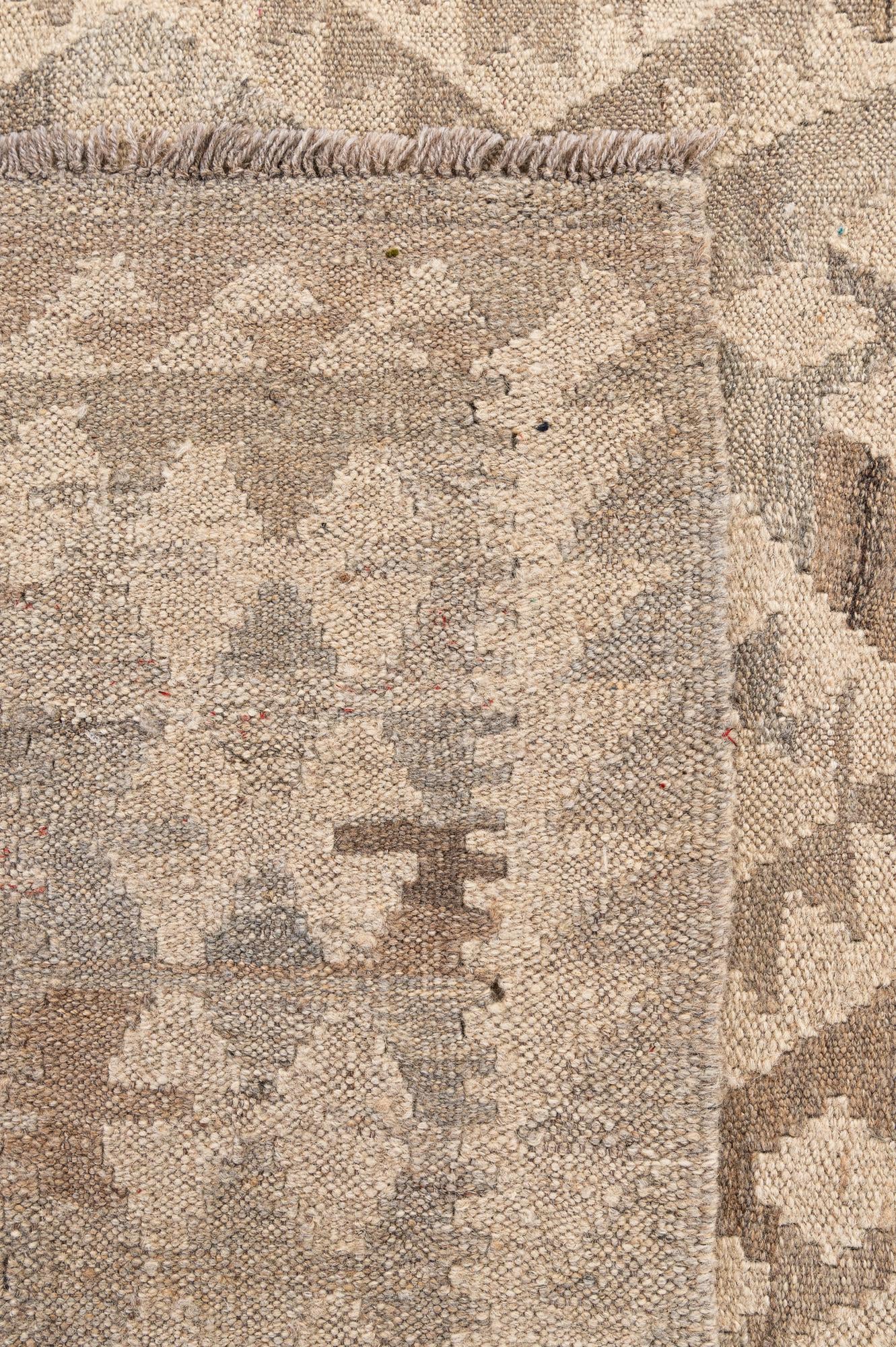6' 4 x 8' 1 Hand Woven Kilim Maymana Wool Rug