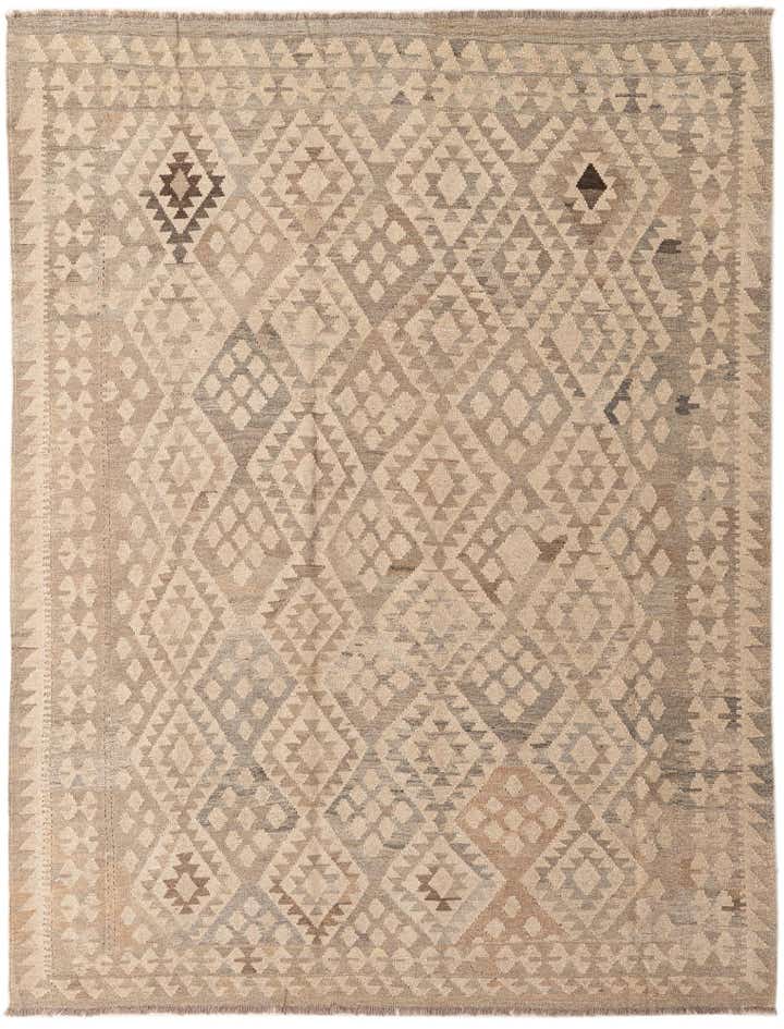 6' 4 x 8' 1 Hand Woven Kilim Maymana Wool Rug