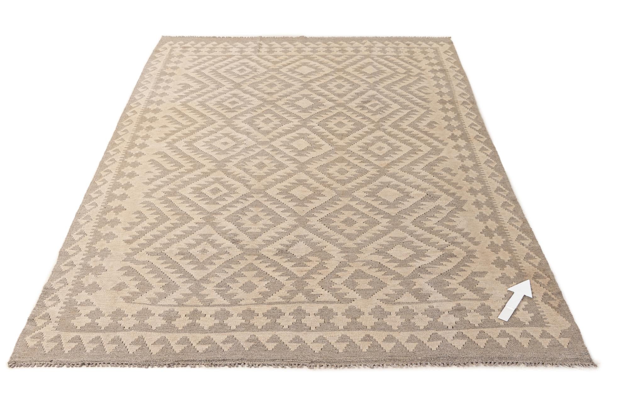 6' 2 x 9' 1 Hand Woven Kilim Maymana Wool Rug