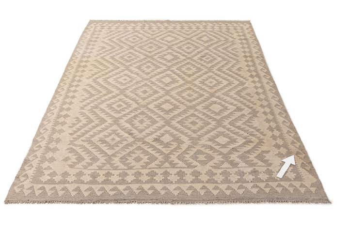 6' 2 x 9' 1 Hand Woven Kilim Maymana Wool Rug