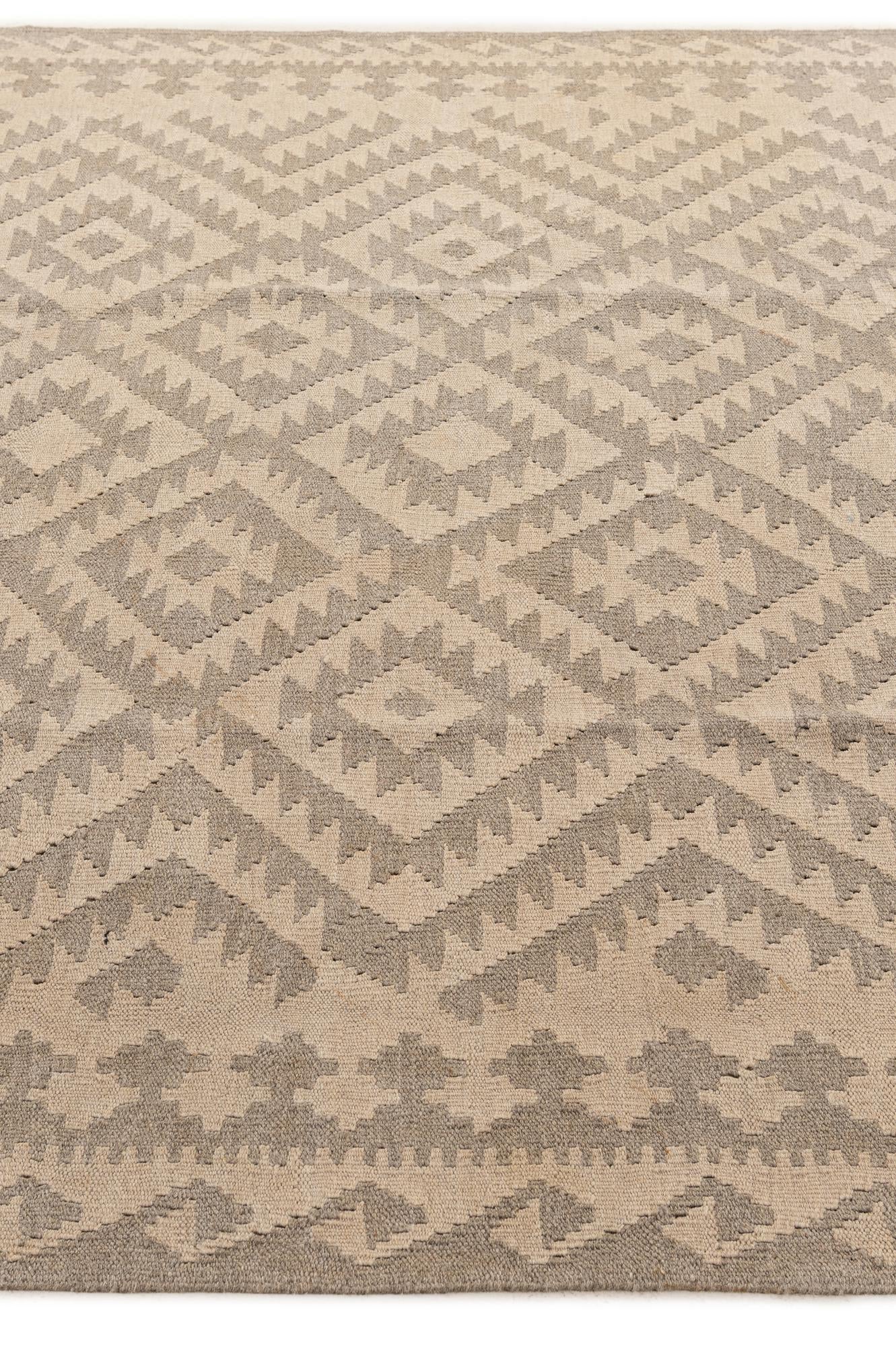 6' 2 x 9' 1 Hand Woven Kilim Maymana Wool Rug