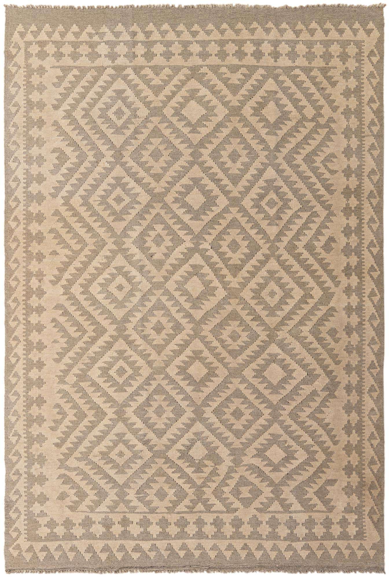 6' 2 x 9' 1 Hand Woven Kilim Maymana Wool Rug