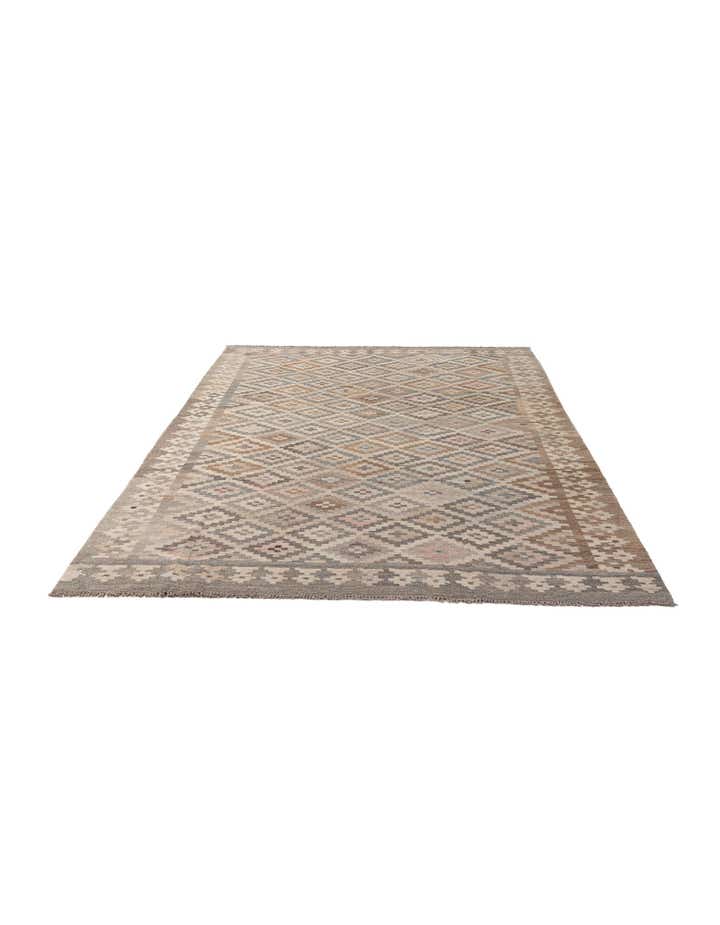 6' 3 x 9' 8 Hand Woven Kilim Maymana Wool Rug