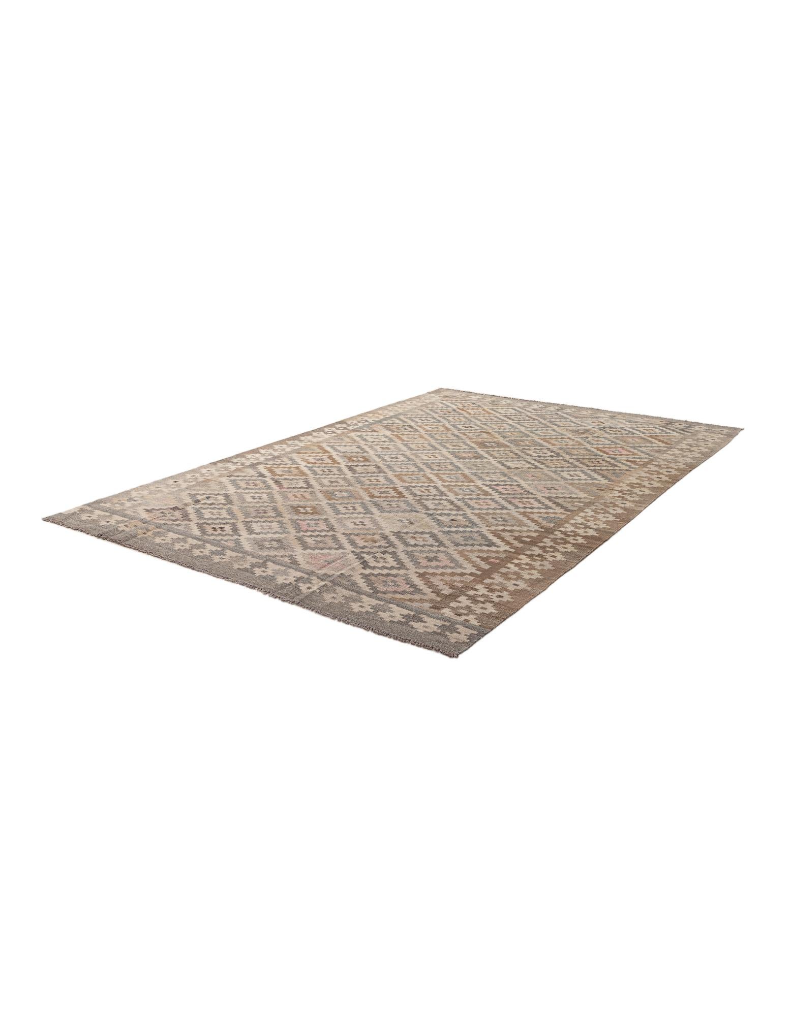 6' 3 x 9' 8 Hand Woven Kilim Maymana Wool Rug