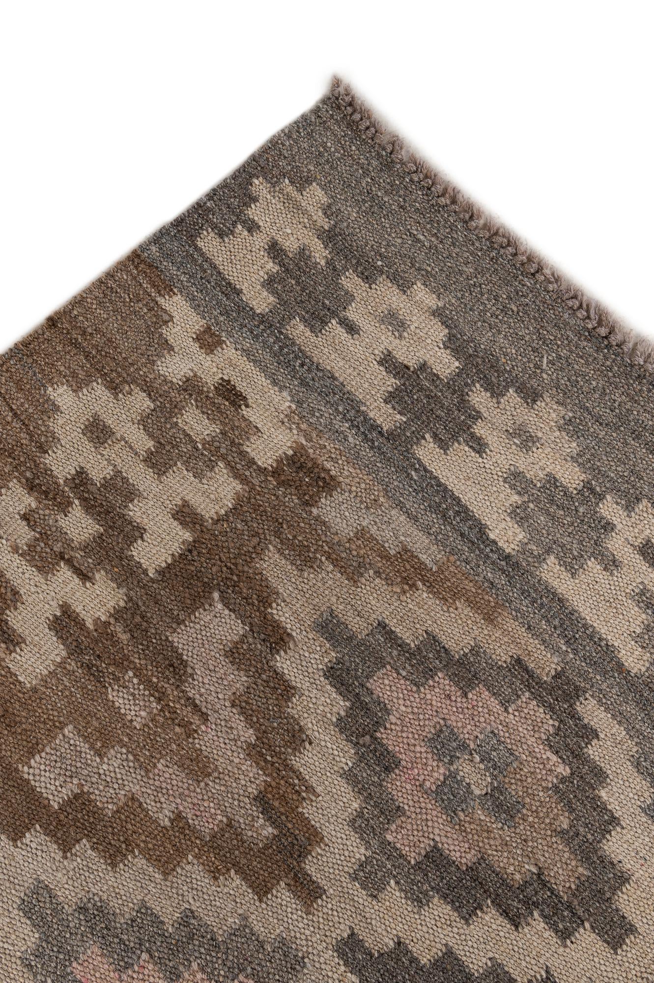 6' 3 x 9' 8 Hand Woven Kilim Maymana Wool Rug