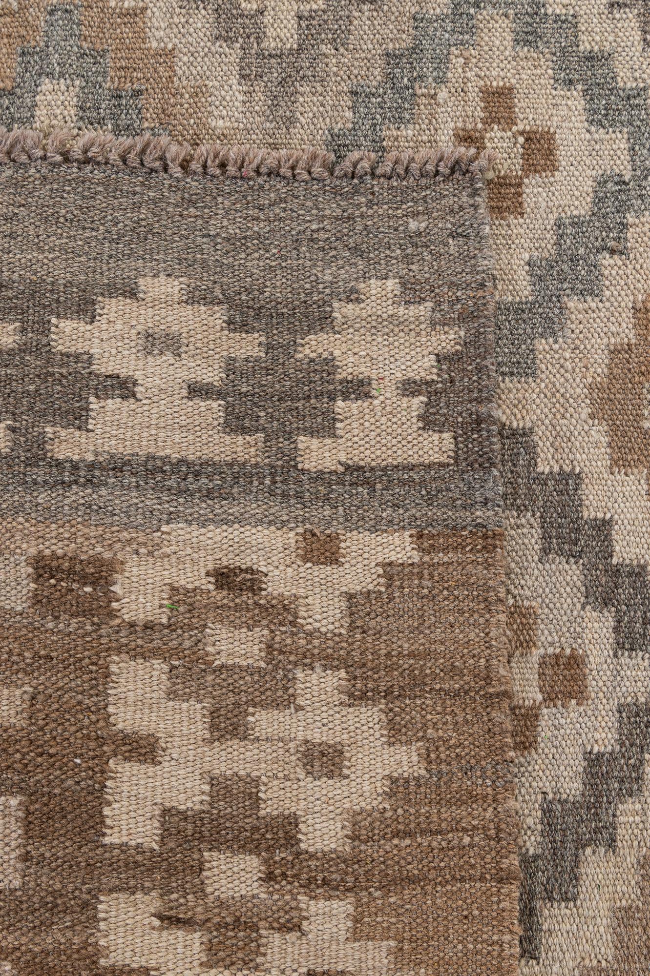 6' 3 x 9' 8 Hand Woven Kilim Maymana Wool Rug