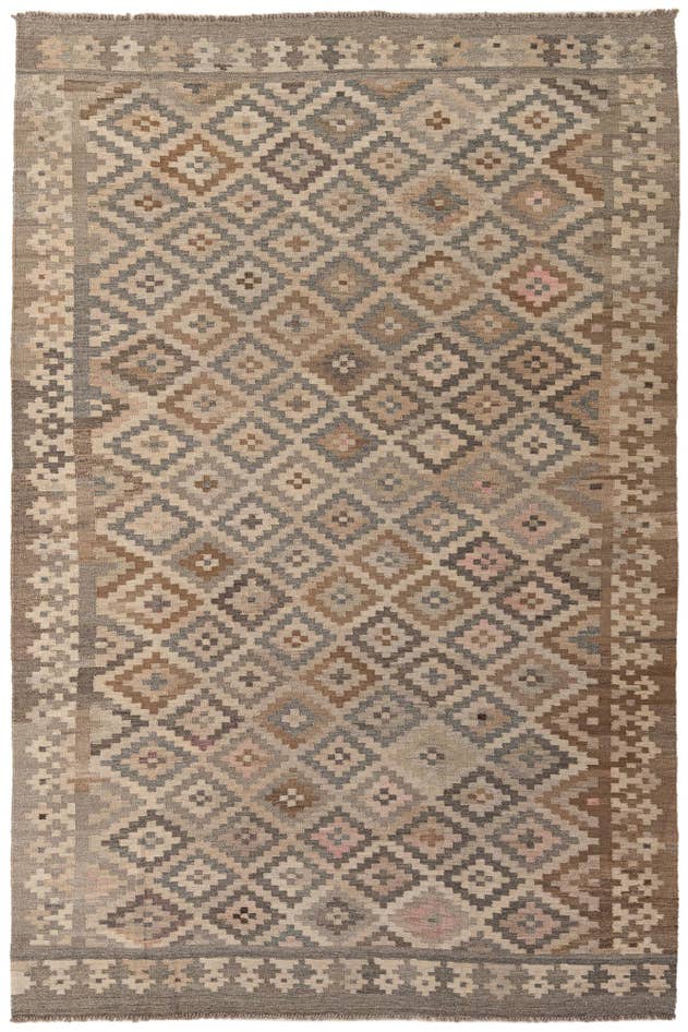 Detail image of 6' 3 x 9' 8 Hand Woven Kilim Maymana Wool Rug