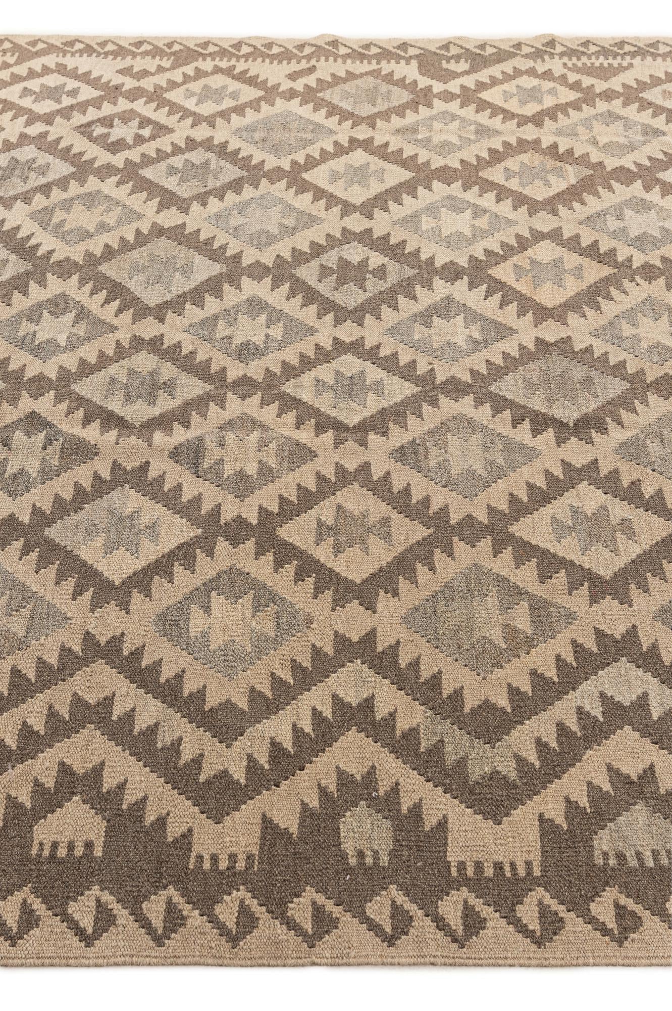 6' 5 x 9' 8 Hand Woven Kilim Maymana Wool Rug