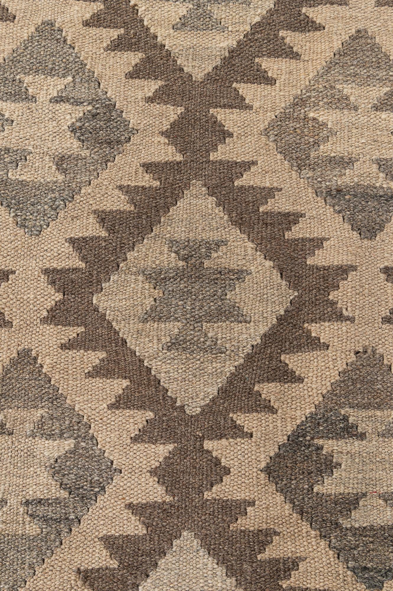 6' 5 x 9' 8 Hand Woven Kilim Maymana Wool Rug