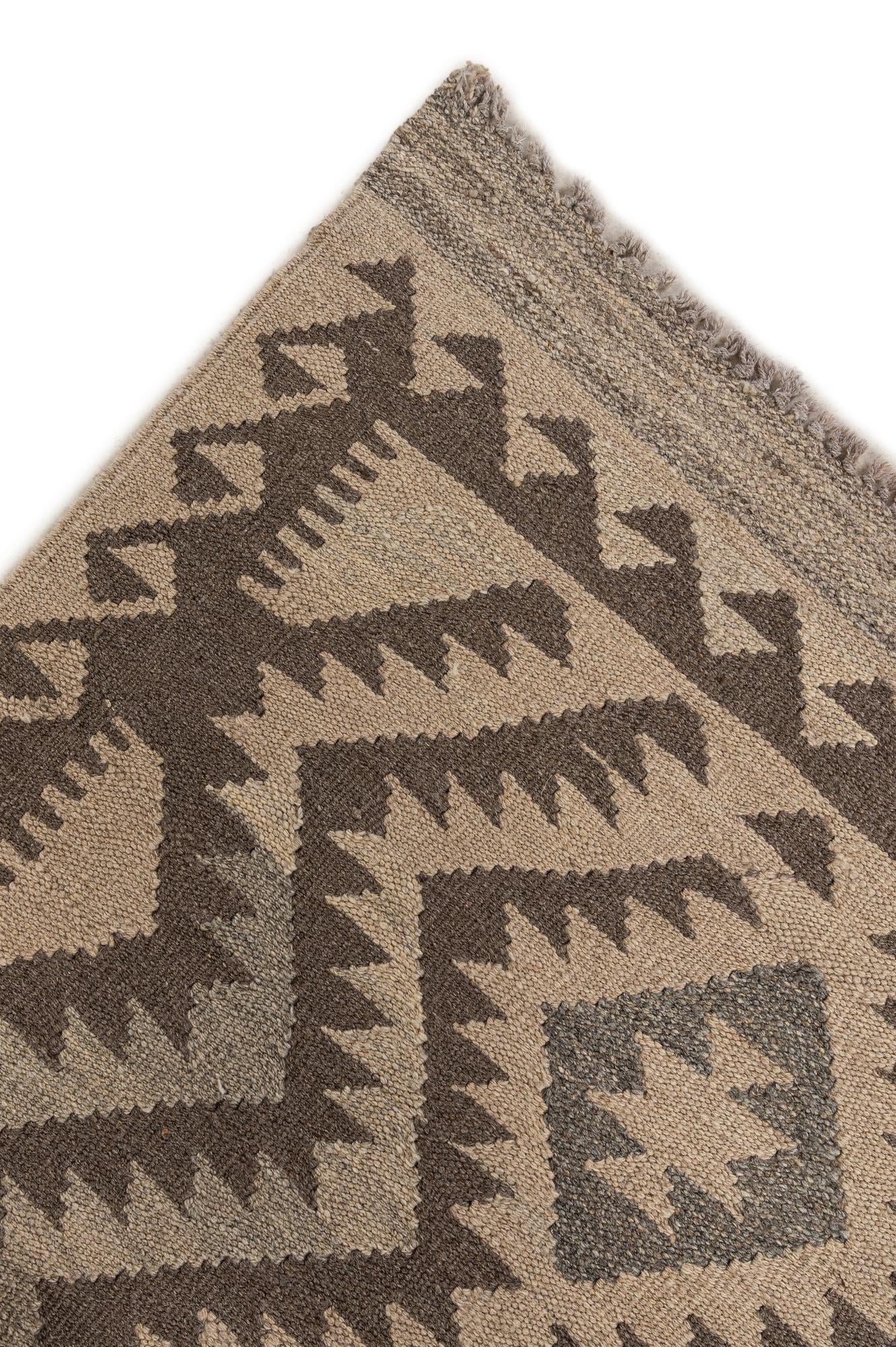 6' 5 x 9' 8 Hand Woven Kilim Maymana Wool Rug
