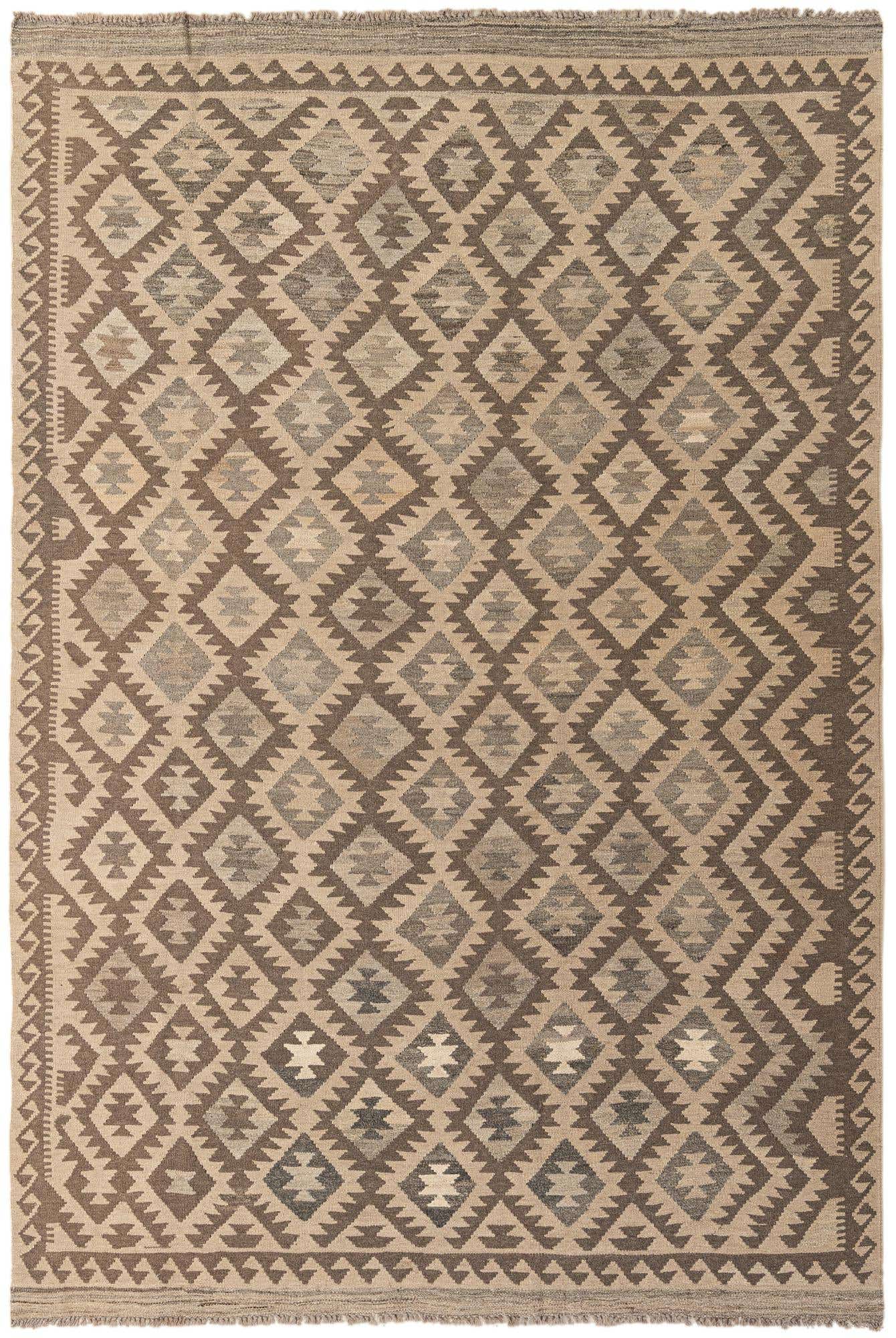 6' 5 x 9' 8 Hand Woven Kilim Maymana Wool Rug