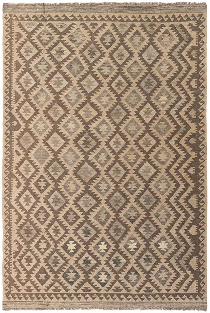 6' 5 x 9' 8 Hand Woven Kilim Maymana Wool Rug