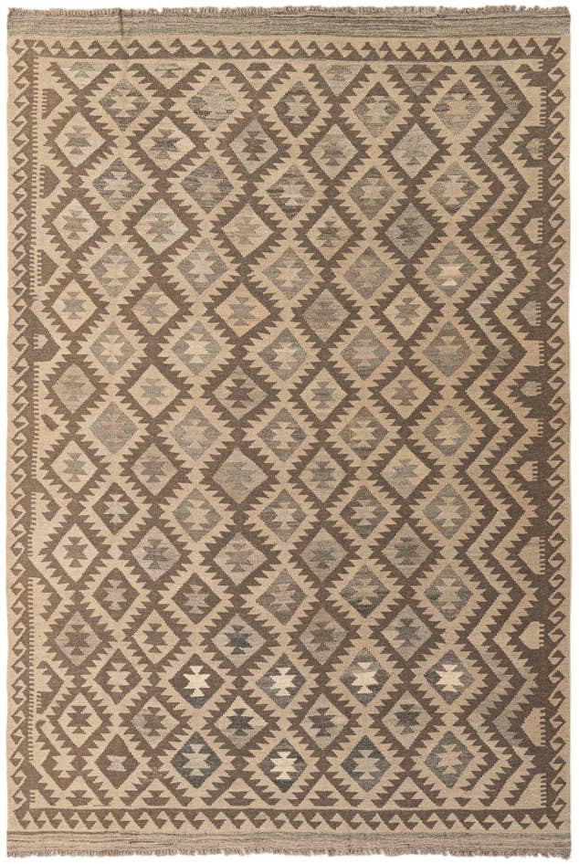 Detail image of 6' 5 x 9' 8 Hand Woven Kilim Maymana Wool Rug