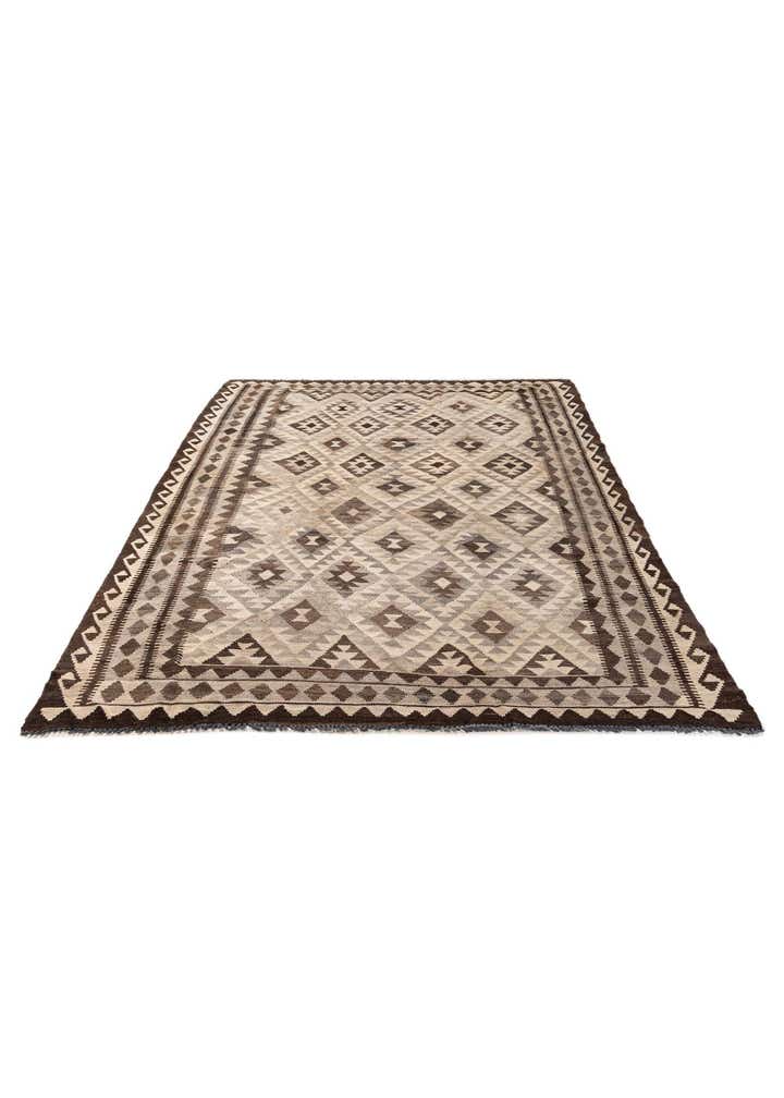 6' 3 x 9' 8 Hand Woven Kilim Maymana Wool Rug