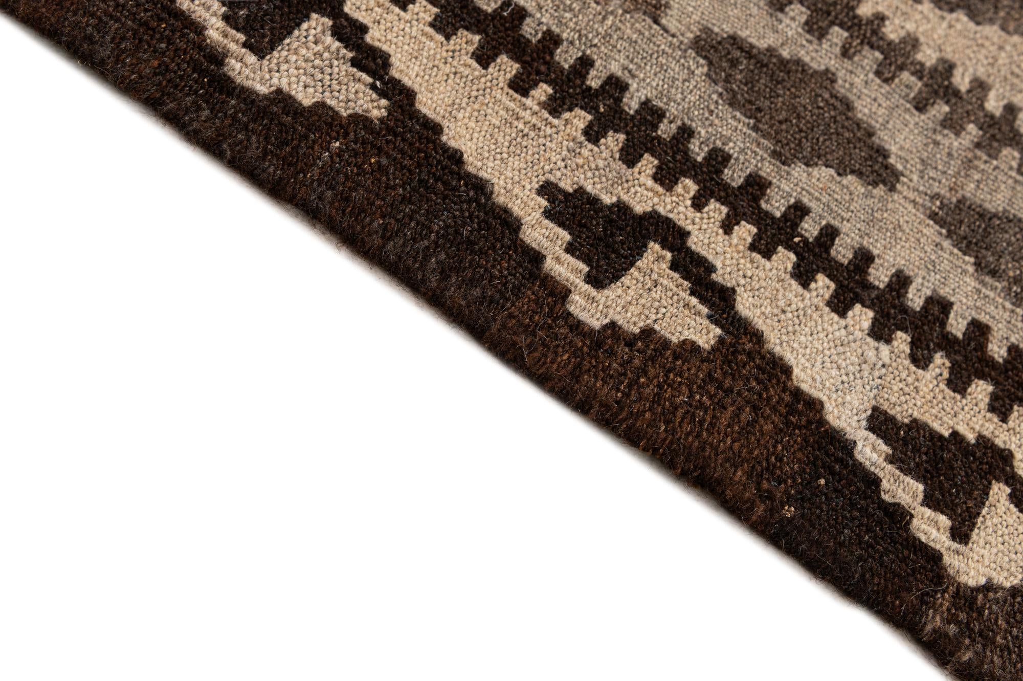 6' 3 x 9' 8 Hand Woven Kilim Maymana Wool Rug