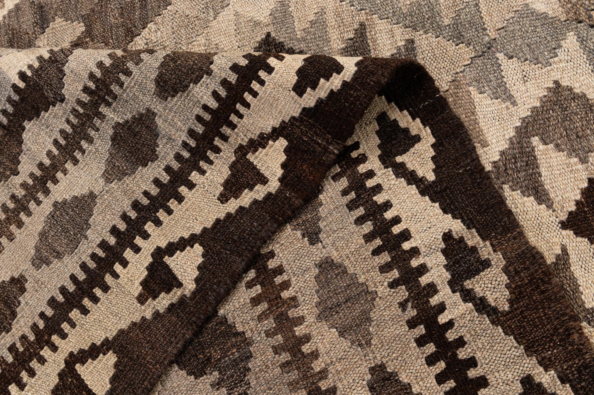 6' 3 x 9' 8 Hand Woven Kilim Maymana Wool Rug