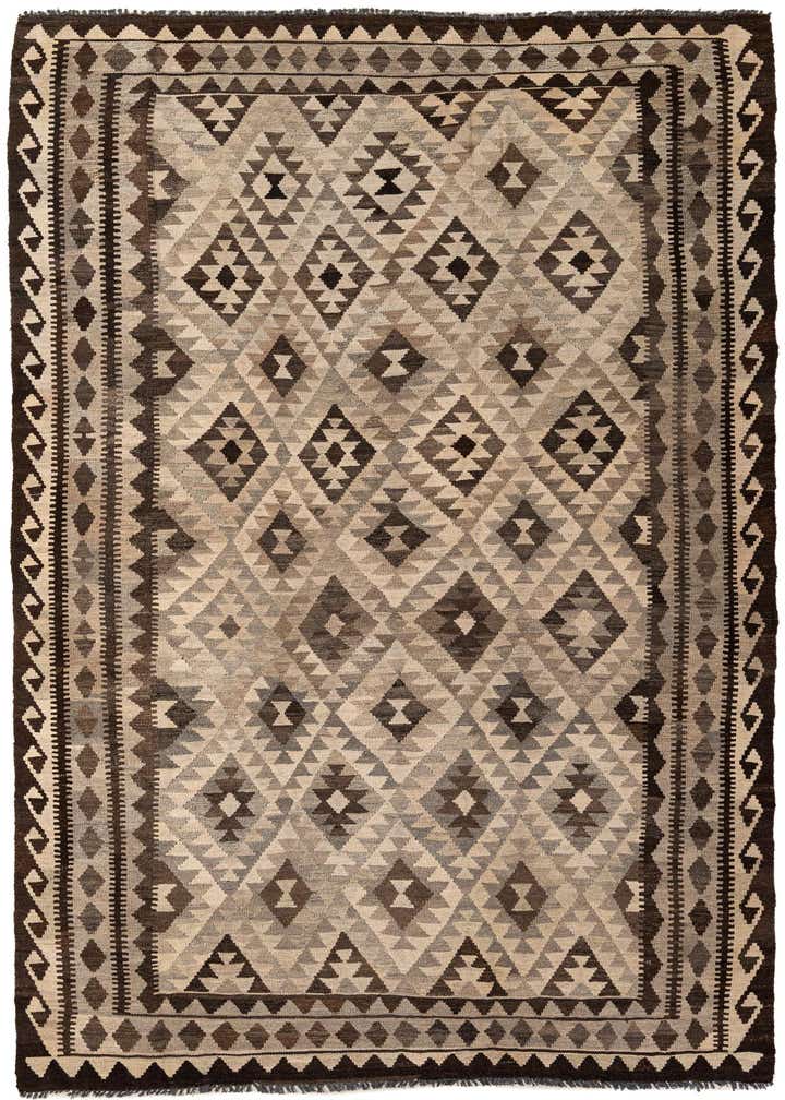 6' 3 x 9' 8 Hand Woven Kilim Maymana Wool Rug
