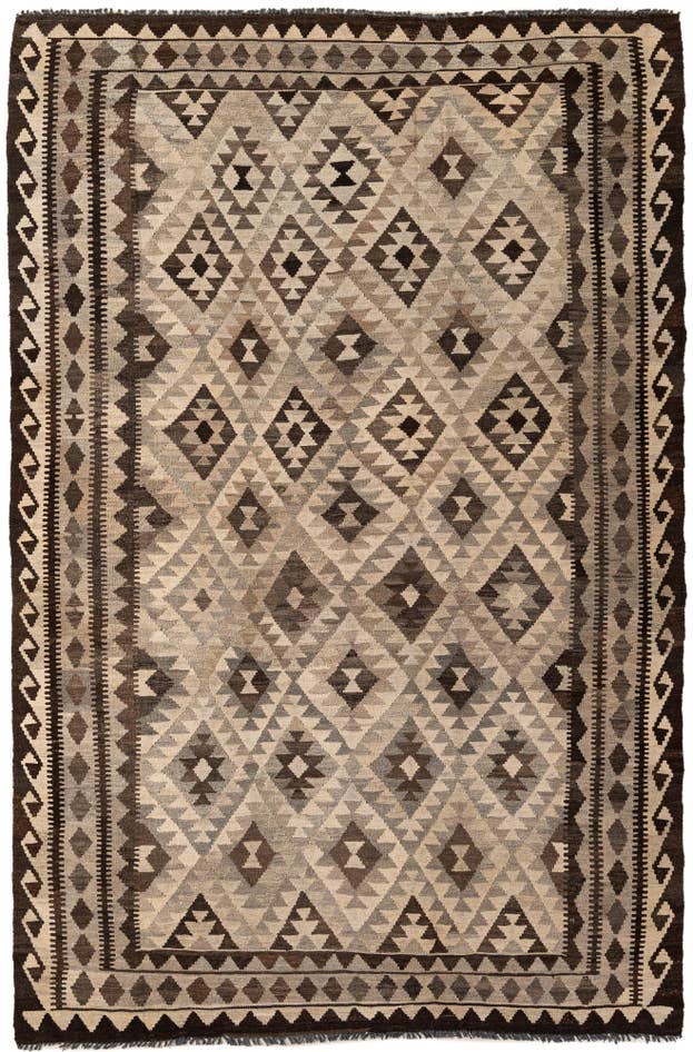 Detail image of 6' 3 x 9' 8 Hand Woven Kilim Maymana Wool Rug