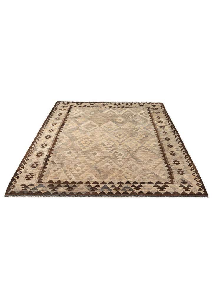 6' 6 x 9' 4 Hand Woven Kilim Maymana Wool Rug