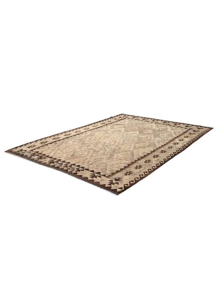 6' 6 x 9' 4 Hand Woven Kilim Maymana Wool Rug
