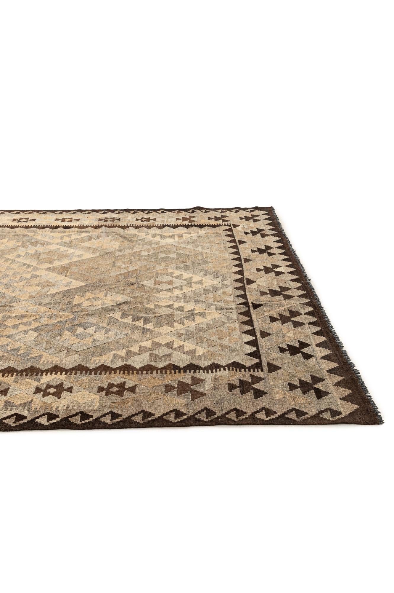 6' 6 x 9' 4 Hand Woven Kilim Maymana Wool Rug