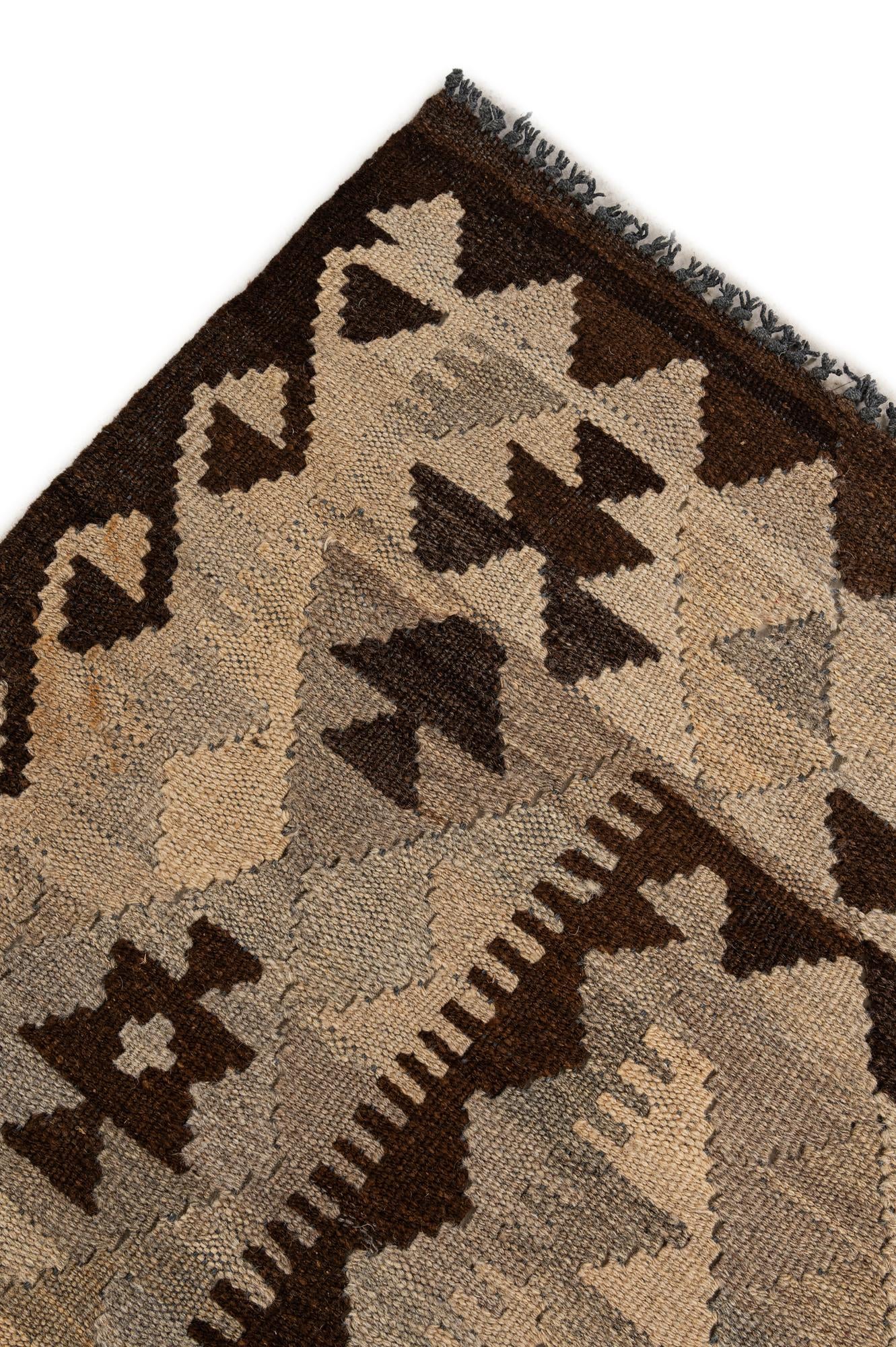 6' 6 x 9' 4 Hand Woven Kilim Maymana Wool Rug