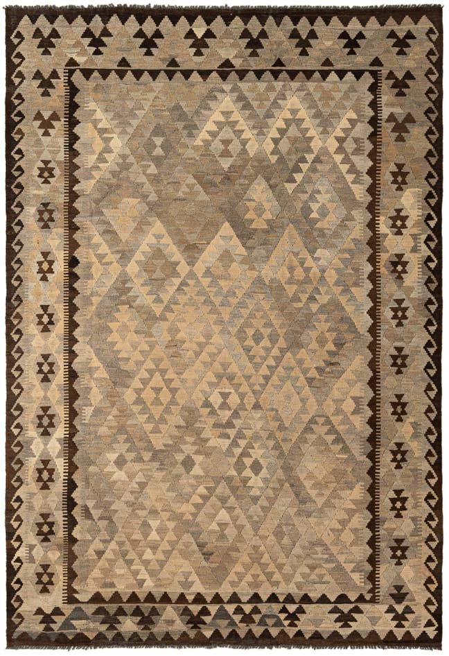 Detail image of 6' 6 x 9' 4 Hand Woven Kilim Maymana Wool Rug
