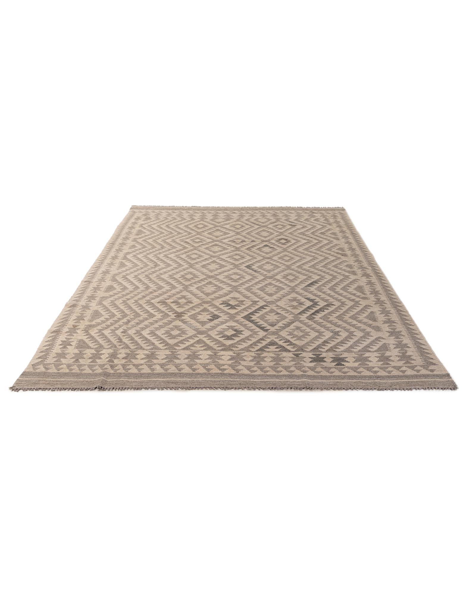 6' 8 x 9' 9 Hand Woven Kilim Maymana Wool Rug