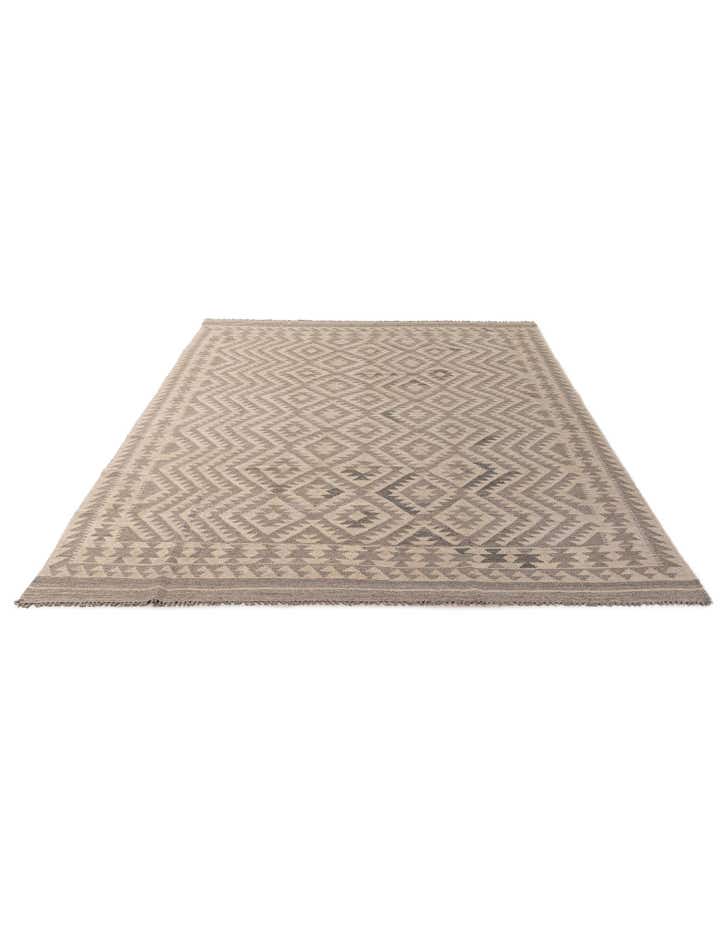 6' 8 x 9' 9 Hand Woven Kilim Maymana Wool Rug