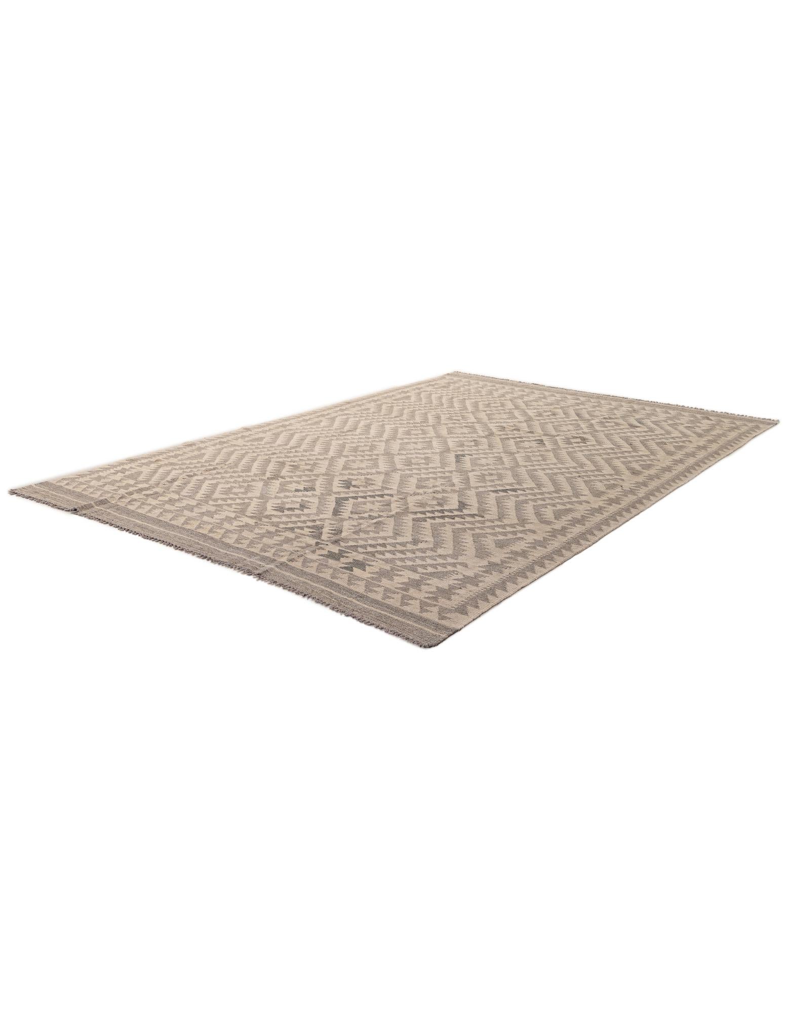 6' 8 x 9' 9 Hand Woven Kilim Maymana Wool Rug