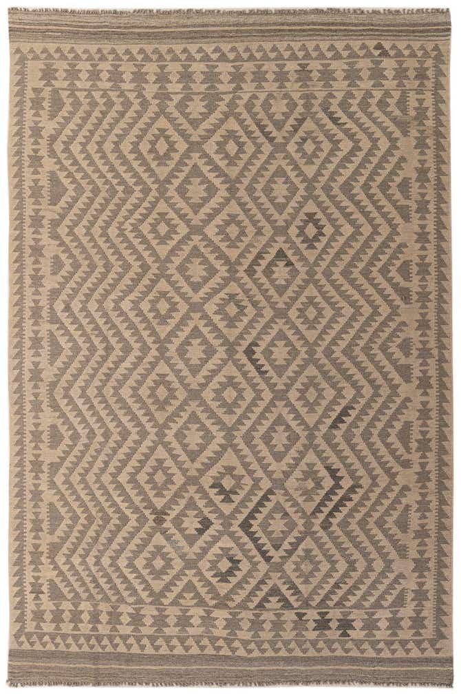 6' 8 x 9' 9 Hand Woven Kilim Maymana Wool Rug