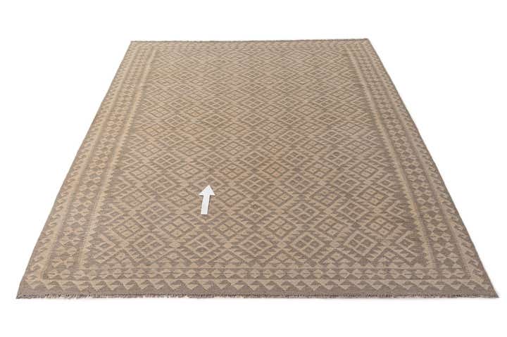 6' 8 x 9' 7 Hand Woven Kilim Maymana Wool Rug