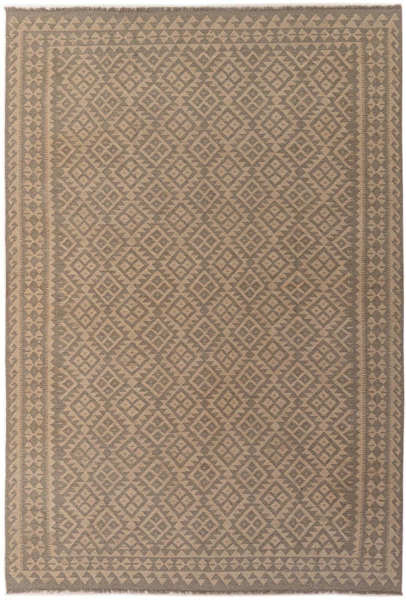6' 8 x 9' 7 Hand Woven Kilim Maymana Wool Rug