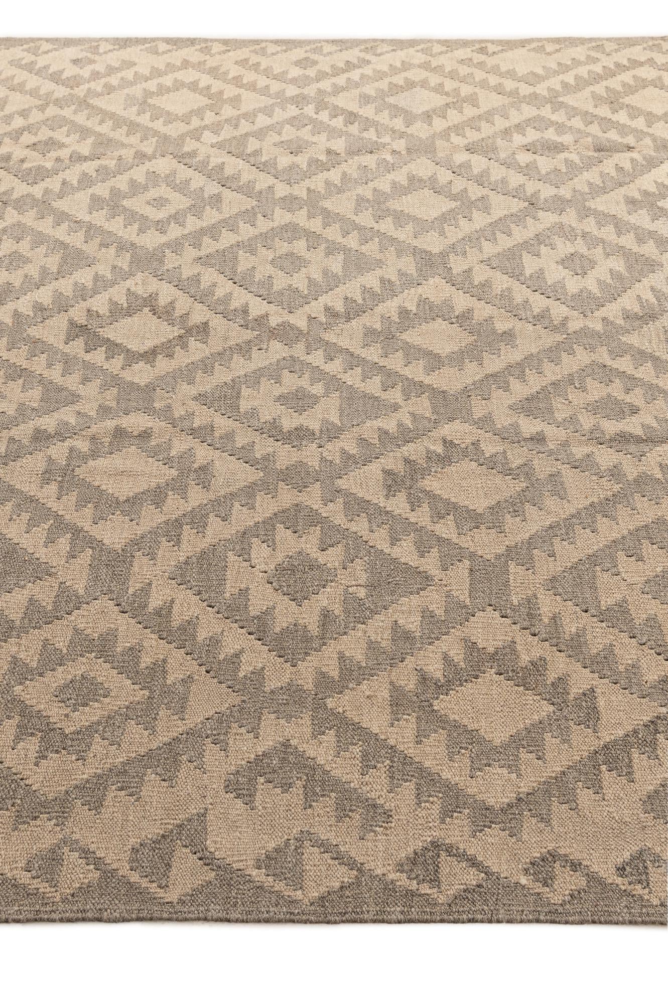 6' 6 x 9' 9 Hand Woven Kilim Maymana Wool Rug