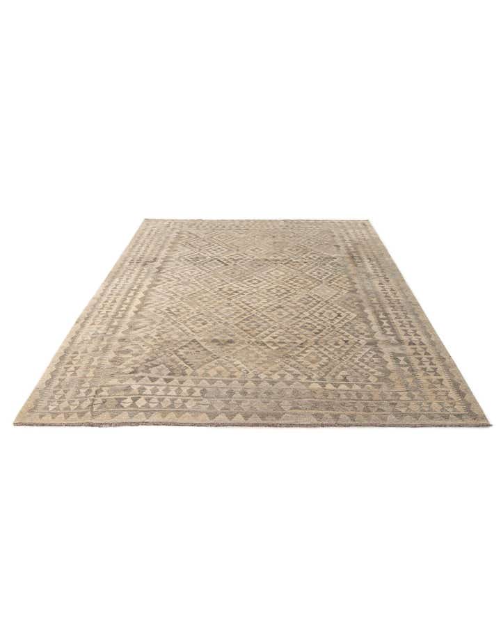 6' 8 x 9' 5 Hand Woven Kilim Maymana Wool Rug