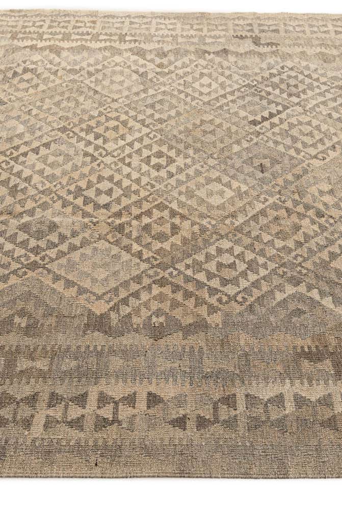 6' 8 x 9' 5 Hand Woven Kilim Maymana Wool Rug