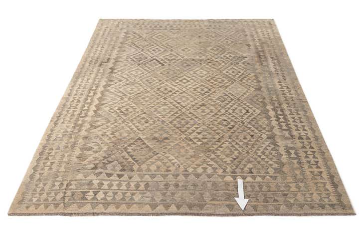 6' 8 x 9' 5 Hand Woven Kilim Maymana Wool Rug