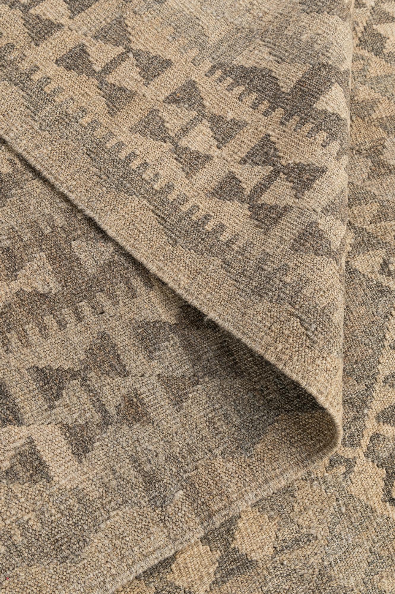 6' 8 x 9' 5 Hand Woven Kilim Maymana Wool Rug
