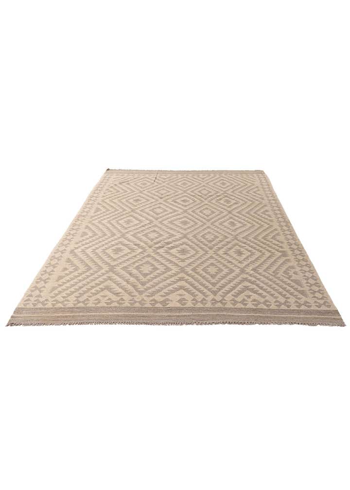 6' 8 x 9' 8 Hand Woven Kilim Maymana Wool Rug