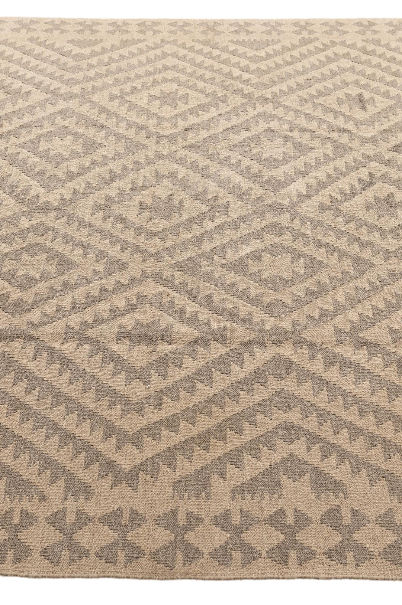 6' 8 x 9' 8 Hand Woven Kilim Maymana Wool Rug