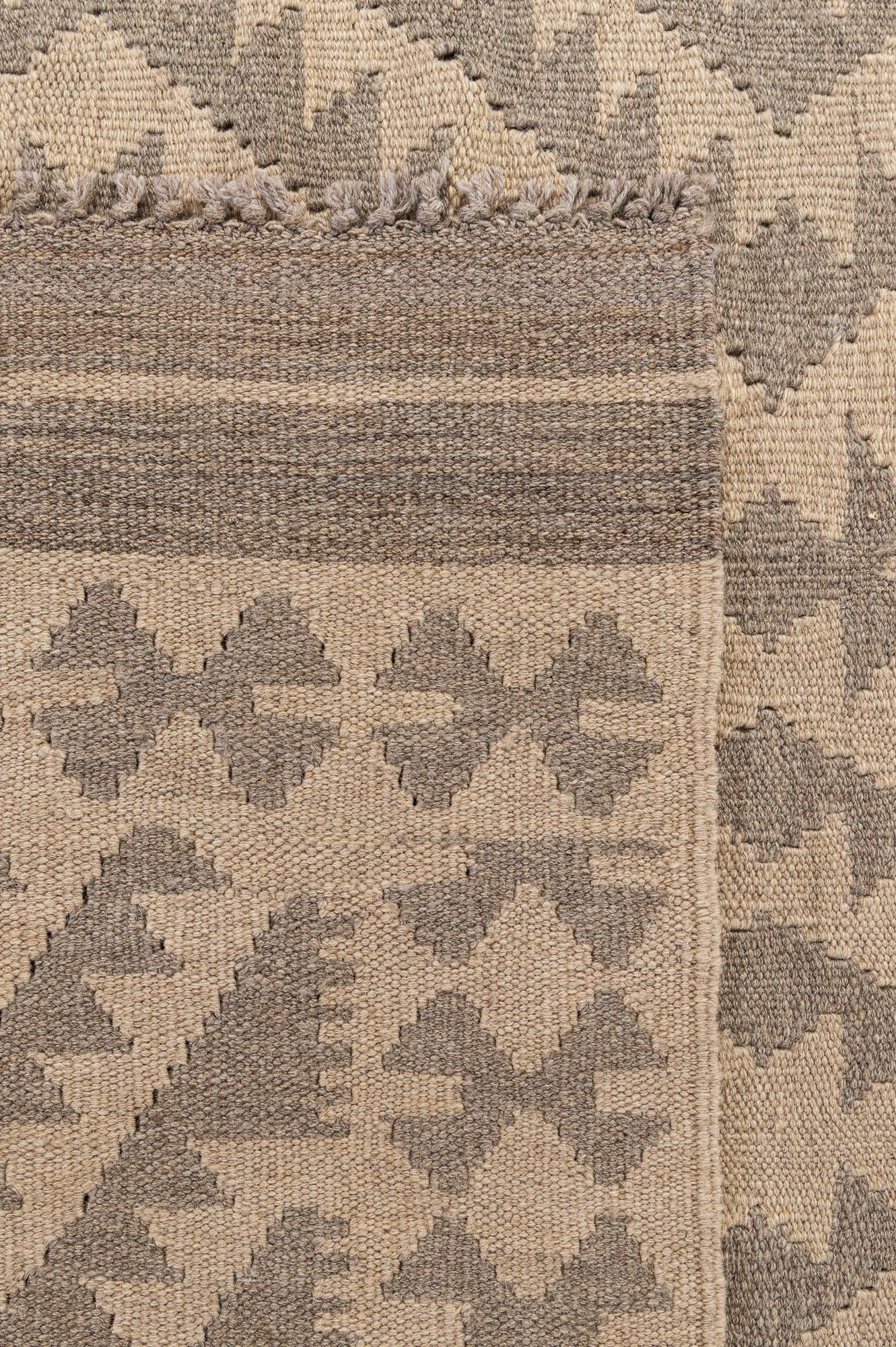 6' 8 x 9' 8 Hand Woven Kilim Maymana Wool Rug